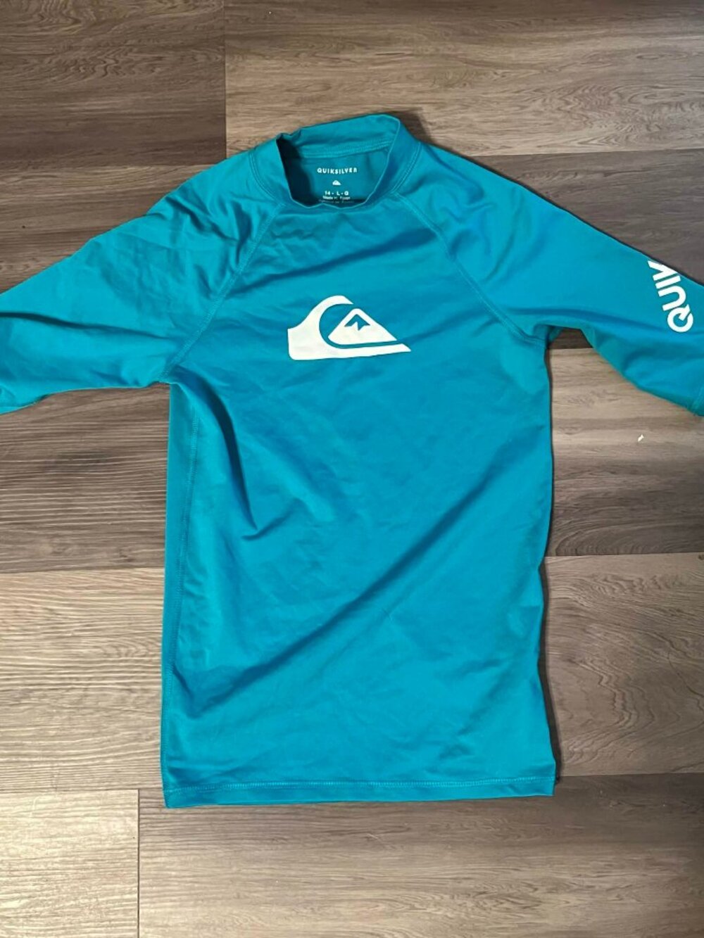 Quiksilver Rash Guard Youth 14 Large Blue  Swim Beach Kids Boys